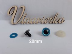 Oči s pojistkou  glitrové 20mm modrá