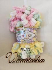 Alize Puffy Color 5862 žlta-ružova-biela-mentolová