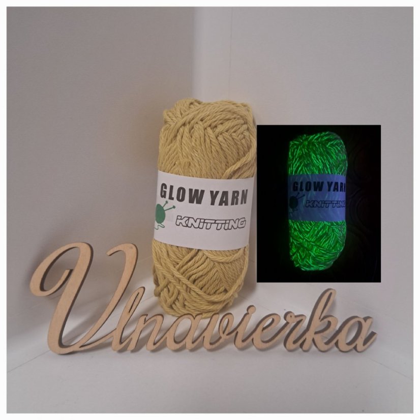 GLOW YARN priadza svietiaca v tme GC445 béžová