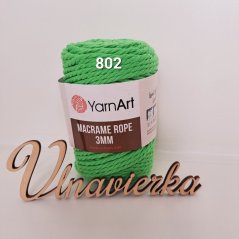 YarnArt Macrame  Rope 802 zelená 3mm