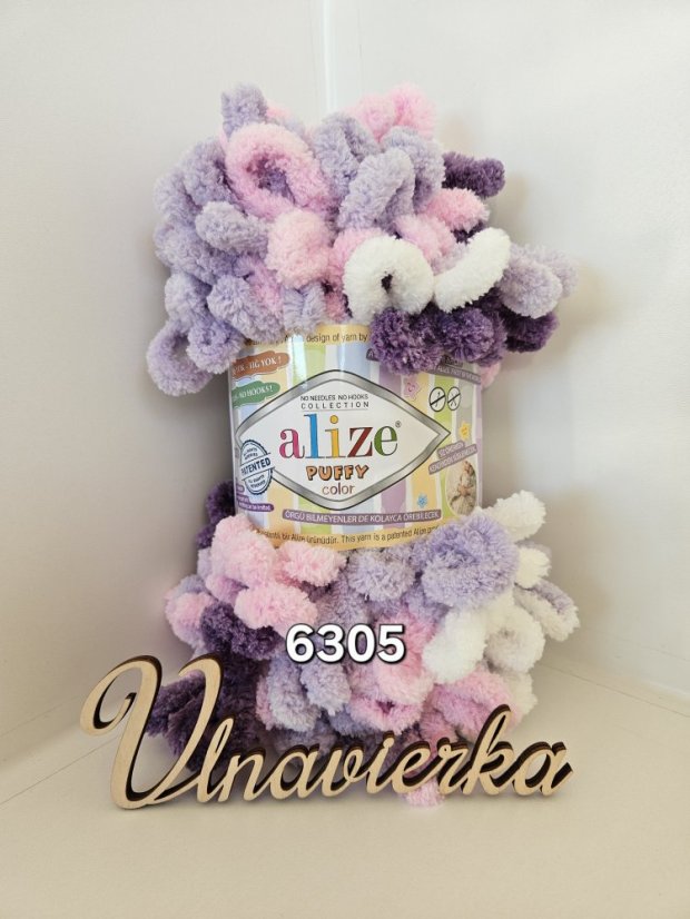 Alize Puffy Color 6305 fialová-ružová-biela