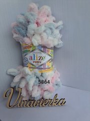 Alize Puffy Color5864-ružová-biela-nebeská