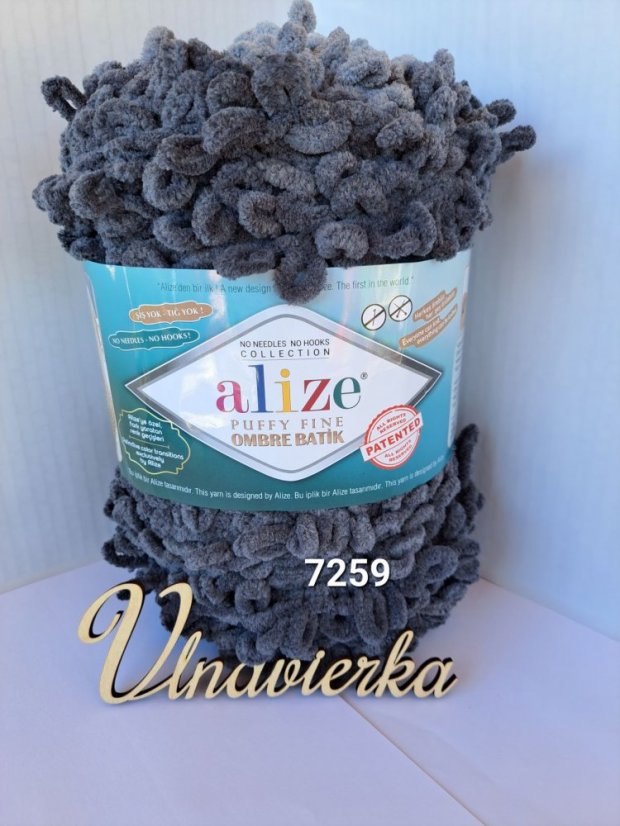 Alize Puffy Fine Ombre Batik 7259 šeda