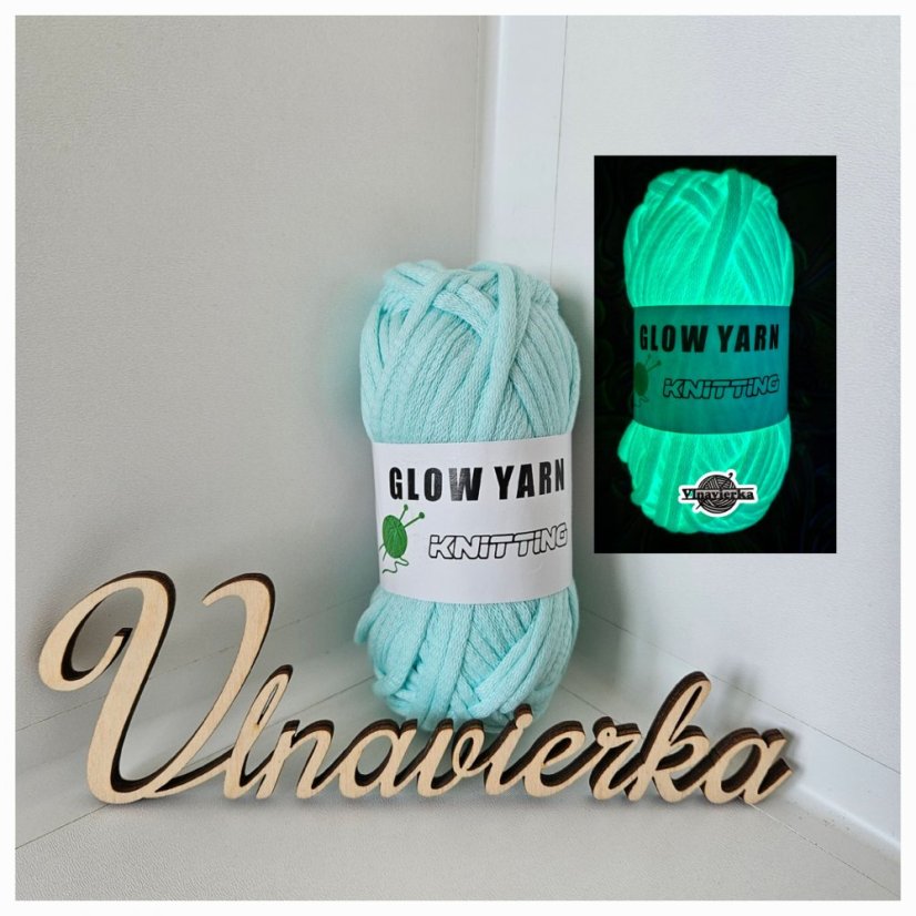 GLOW YARN priadza svietiaca v tme G002E modrá šnur