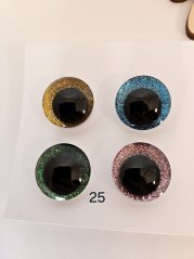 Oči s pojistkou  glitrové 25mm mix fareb