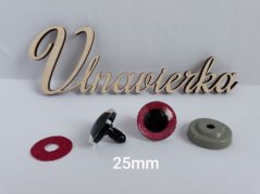 Oči s pojistkou  glitrové 25mm tmavá ružová