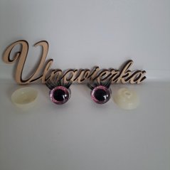 Bezpečnostné trblietavé oči s mihalnicami 20mm ružová