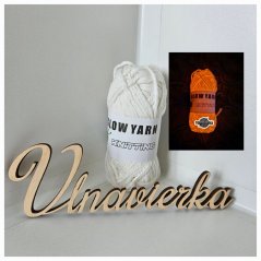 GLOW YARN příze svítící ve tmě GC026 bilá-červená