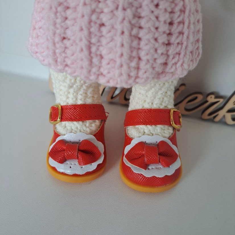 Boty pro panenku a zvířátka 5,5cm červená