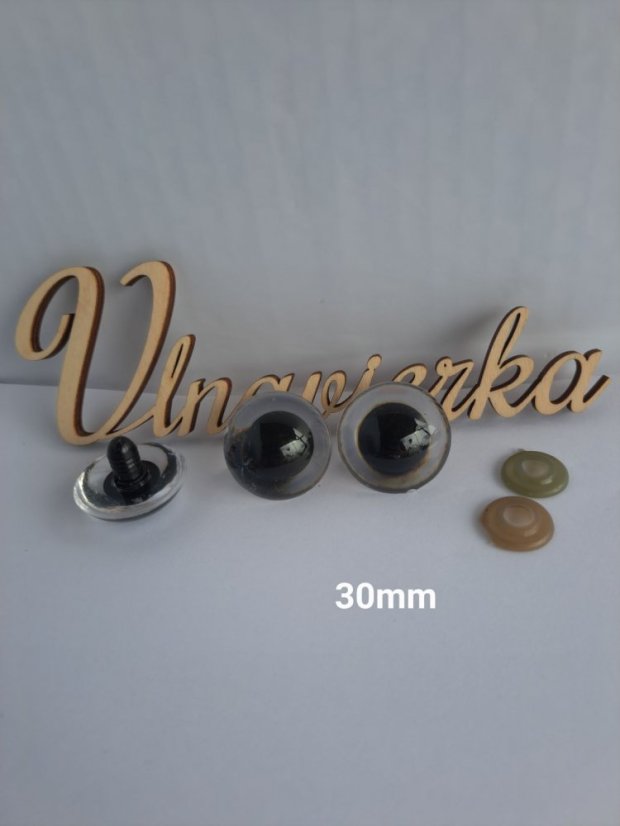 Barebne oči 30mm s pojistkou mix - barva: hneda