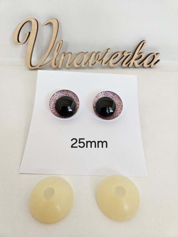 Oči s pojistkou  glitrové 25mm mix fareb