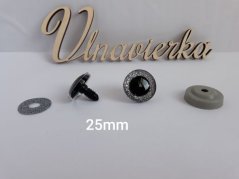 Oči s pojistkou  glitrové 25mm stribrná
