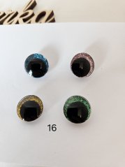 Oči s pojistkou  glitrové 16mm mix barev