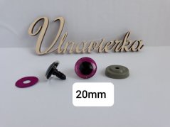 Oči s pojistkou  glitrové 20mm fialova