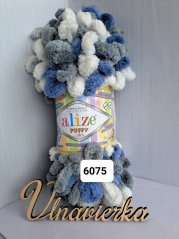 Alize Puffy Color 6075- biela-modra-siva