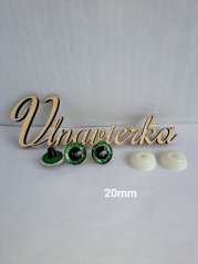Oči s pojistkou  glitrové 20mm zelene