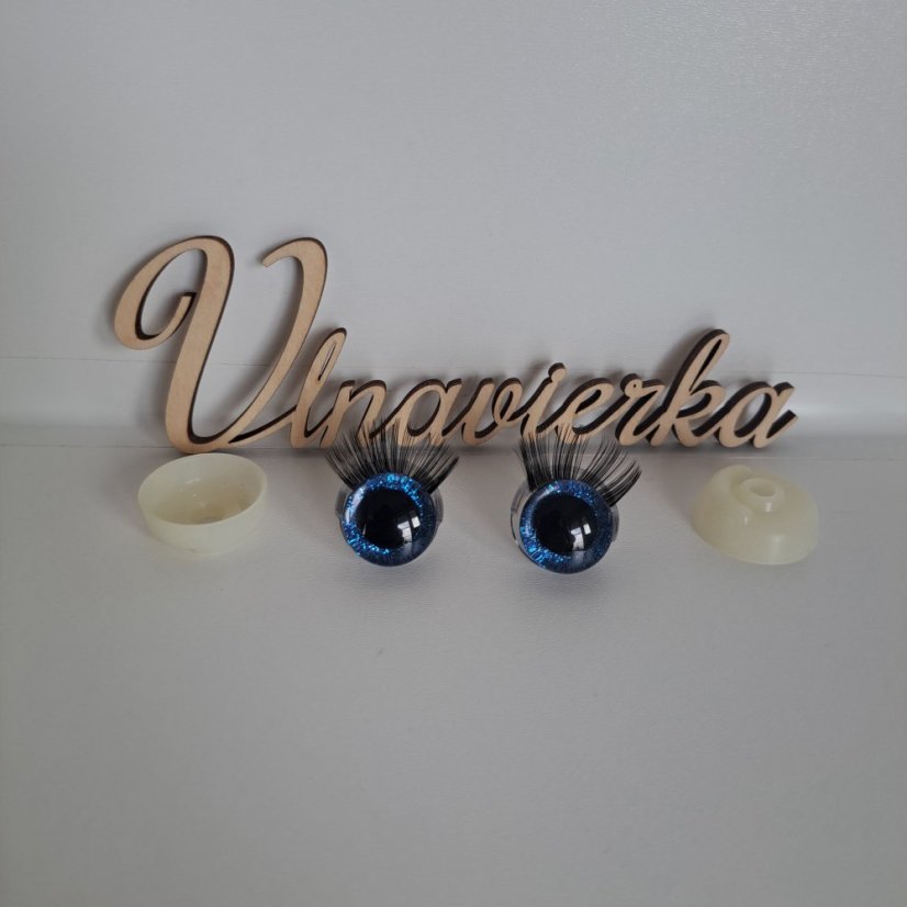 Bezpečnostné trblietavé oči s mihalnicami 20mm modrá