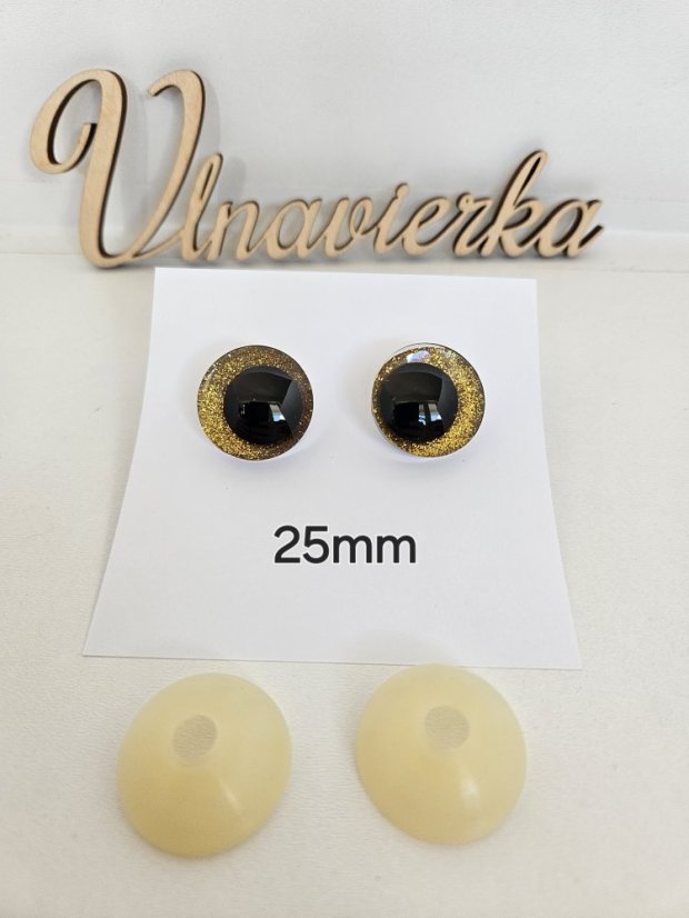 Oči s pojistkou  glitrové 25mm mix fareb