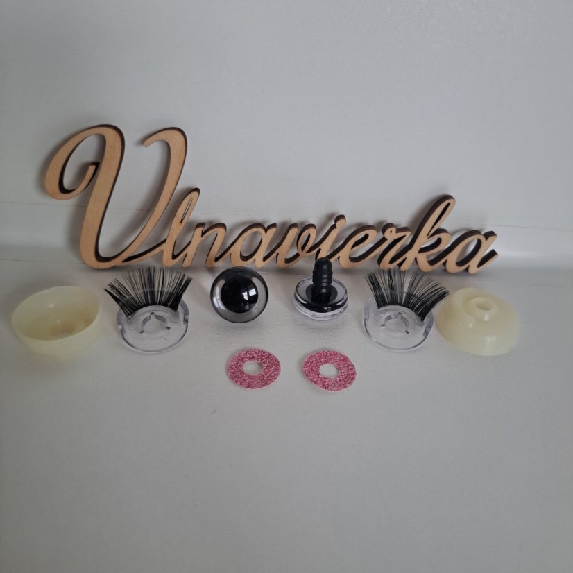 Bezpečnostné trblietavé oči s mihalnicami 20mm ružová