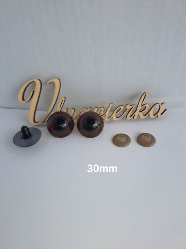 Barebne oči 30mm s pojistkou mix - barva: hneda