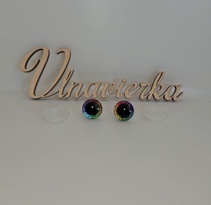Oči s pojistkou 18mm rainbow glitrove