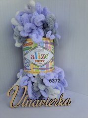 Alize Puffy Color 6372-fialova-šeda-bila