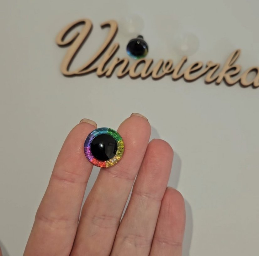 Oči s pojistkou 18mm rainbow glitrove