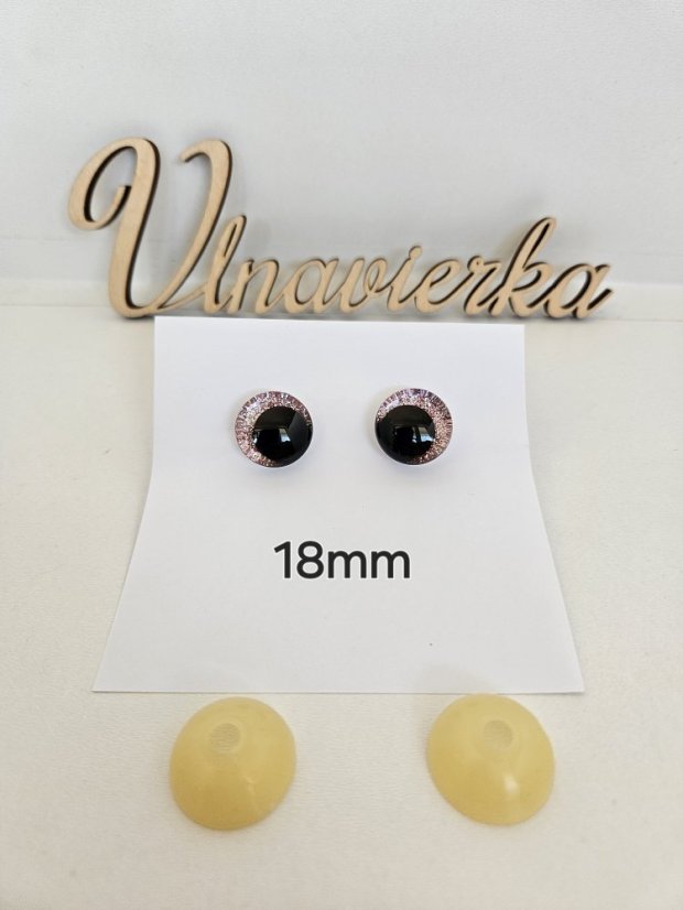 Oči s pojistkou  glitrové 18mm mix barev