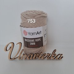 YarnArt Macrame Rope 753 svetlá bežová 3 mm