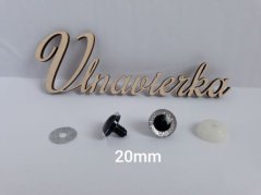 Oči s pojistkou  glitrové 20mm streborná