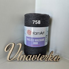 YarnArt Twisted Macrame 758 tmavá šedá 3mm