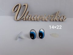 Ovalne Oči 14*22mm bilá modrá
