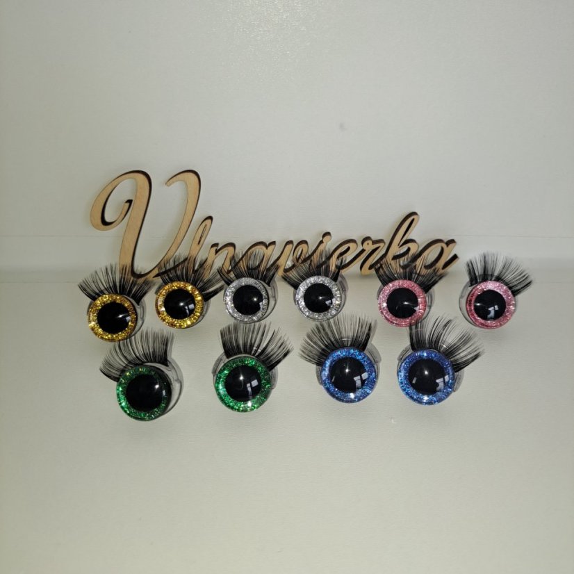Bezpečnostné trblietavé oči s mihalnicami 20mm modrá