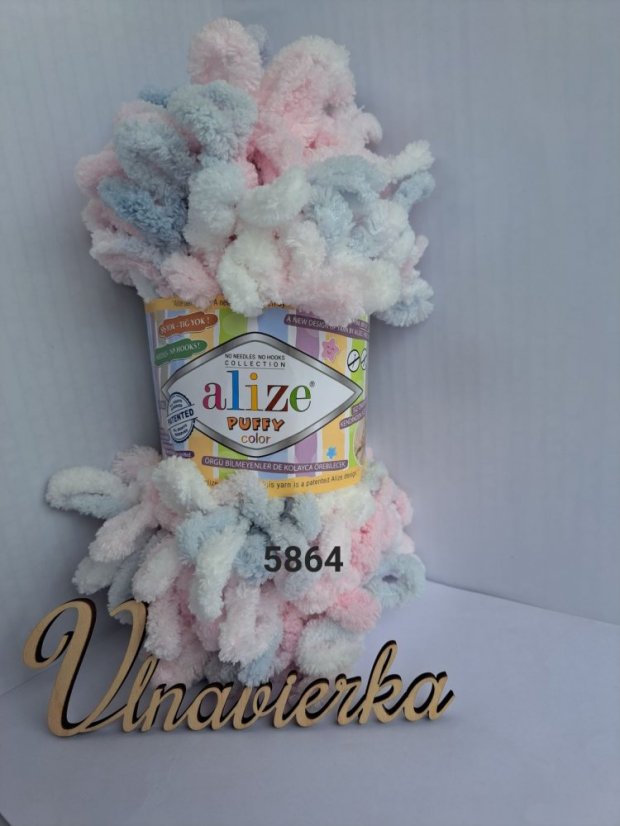 Alize Puffy Color5864-ružová-biela-nebeská