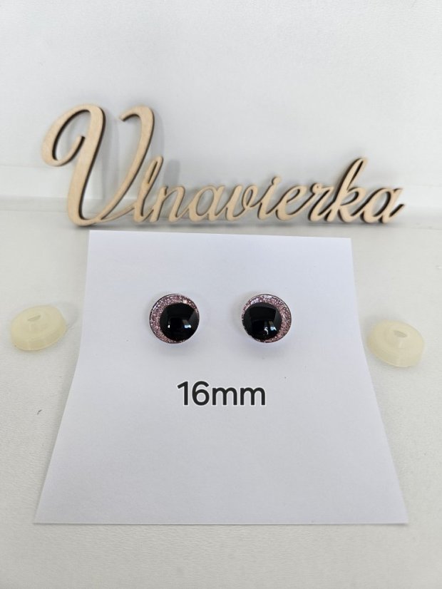 Oči s pojistkou  glitrové 16mm mix barev