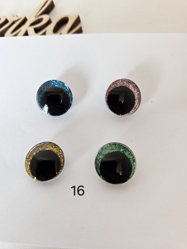 Oči s pojistkou  glitrové 16mm mix barev