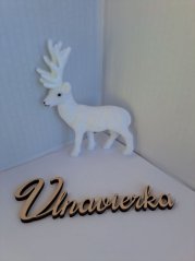 Zamatovy jeleniček 15 cm bilý