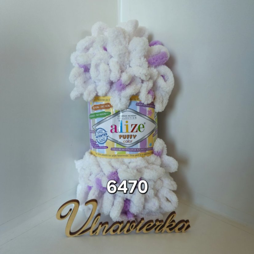 Alize Puffy Color 6470 bielá - fialová