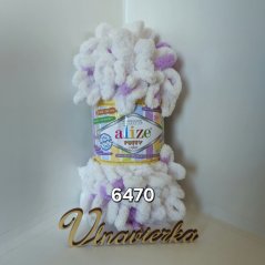 Alize Puffy Color 6470 bielá - fialová