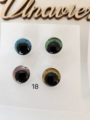 Oči s pojistkou  glitrové 18mm mix fareb