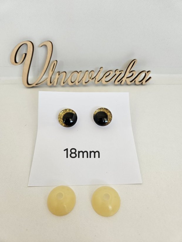 Oči s pojistkou  glitrové 18mm mix barev