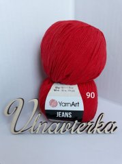 YarnArt Jeans 90 červená