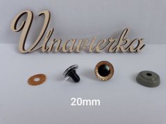 Oči s pojistkou  glitrové 20mm zlatá