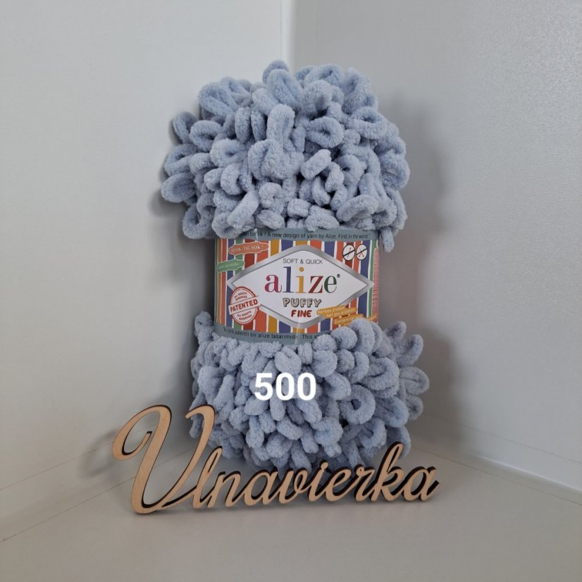 Alize Puffy Fine  500 modra šeda