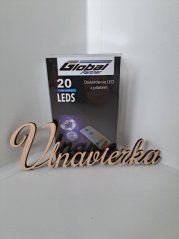 Svetelný drôt studená biela 20 LED s ovladačom