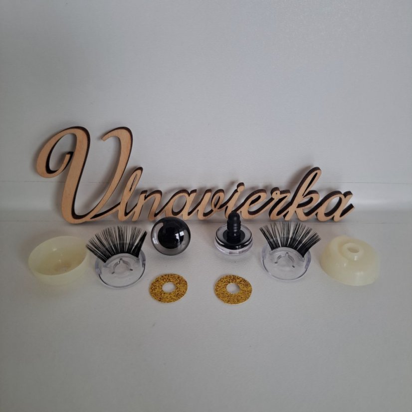 Bezpečnostné trblietavé oči s mihalnicami 20mm zlatá