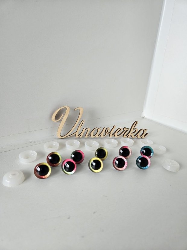 Sada 5ks oči s pojistkou 18mm farebne glitrove
