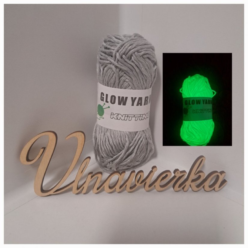 GLOW YARN příze svítící ve tmě G011 šedá