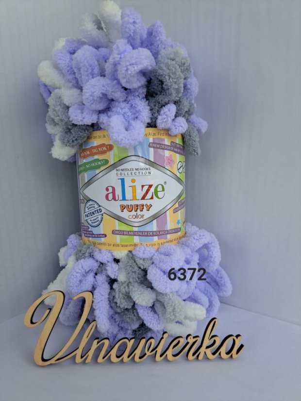 Alize Puffy Color 6372-fialová-sivá-biela