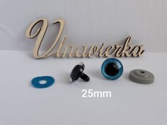 Oči s pojistkou  glitrové 25mm modrá